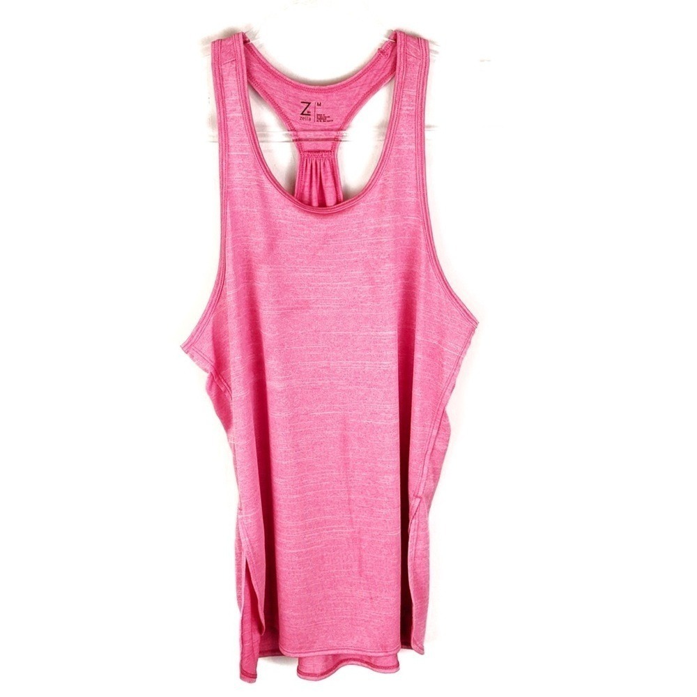 Z By Zella Womens Racerback Tunic Tank Top Size M Pink Lightweight Athletic Gym